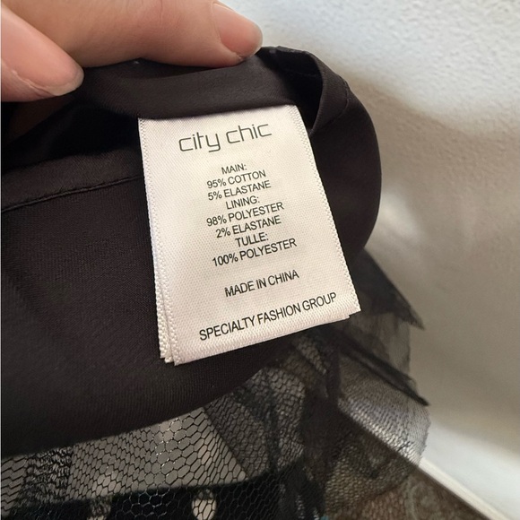 City Chic Black and White Polka Dot Dress with tulle underlay - Picture 6 of 7